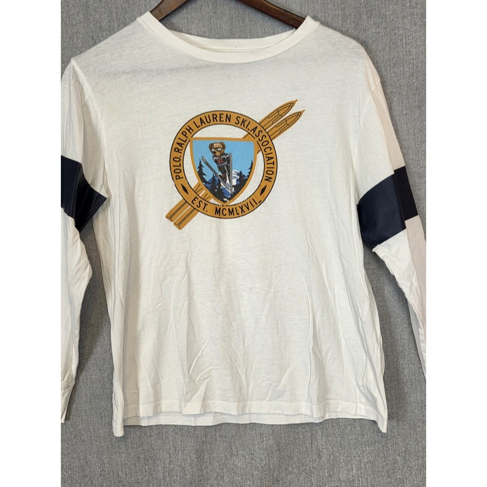 Polo Ralph Lauren Boys T Shirt L 14-16 Bear Ski Association Long‎ Sleeve Active